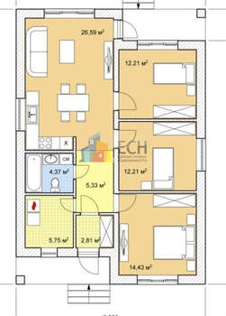 Дом 100м², 1-этажный, участок 6 сот.