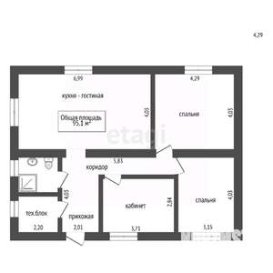 Дом 95м², 1-этажный, участок 8 сот.