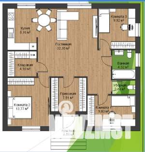 Коттедж 93м², 1-этажный, участок 4 сот.