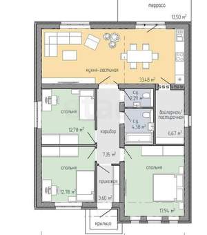 Дом 125м², 1-этажный, участок 8 сот.