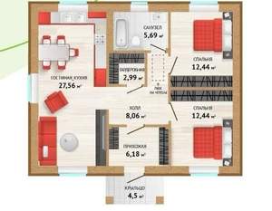 Дом 88м², 1-этажный, участок 8 сот.