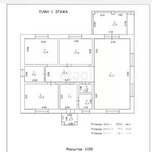 Дом 135м², 1-этажный, участок 8 сот.