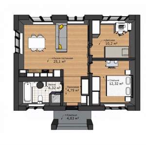 Дом 60м², 1-этажный, участок 7 сот.