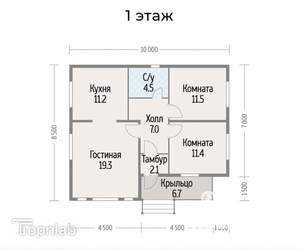 Дом 75м², 1-этажный, участок 15 сот.