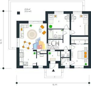 Дом 120м², 1-этажный, участок 5 сот.