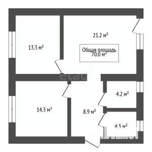 Дом 70м², 1-этажный, участок 6 сот.  