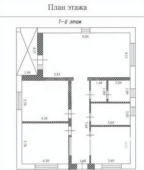 Дом 110м², 1-этажный, участок 15 сот.  