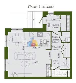 Таунхаус 100м&sup2;, 2-этажный, участок 3 сот.  