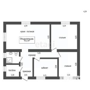 Дом 95м², 1-этажный, участок 8 сот.  