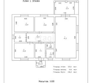 Дом 135м², 1-этажный, участок 8 сот.  