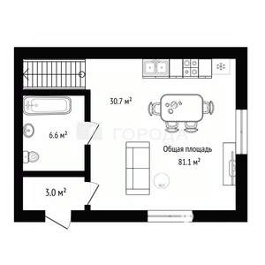Таунхаус 81м², 2-этажный, участок 7 сот.  