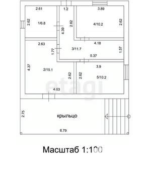 Дом 58м², 1-этажный, участок 10 сот.  
