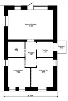 Дом 54м², 1-этажный, участок 5 сот.  