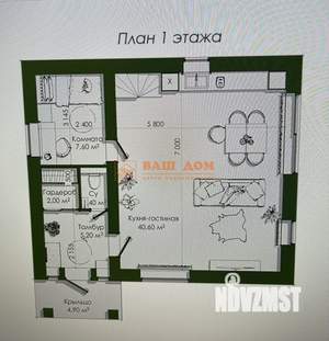 Дом 115м², 2-этажный, участок 5 сот.  