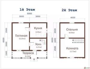 Дача 44м², 2-этажный, участок 10 сот.  