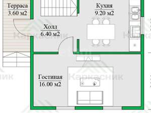 Дом 36м², 2-этажный, участок 6 сот.  