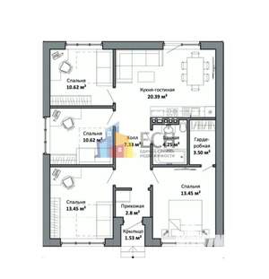 Дом 88м², 1-этажный, участок 10 сот.  