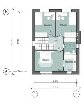 Дом 129м², 2-этажный, участок 4 сот.  