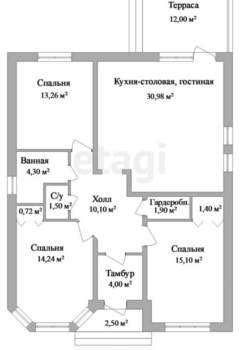 Дача 43м², 1-этажный, участок 6 сот.  