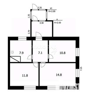 Дом 52м², 1-этажный, участок 24 сот.  