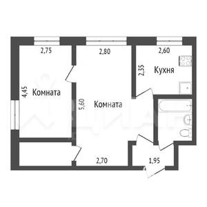 2-к квартира, на длительный срок, 42м2, 2/9 этаж