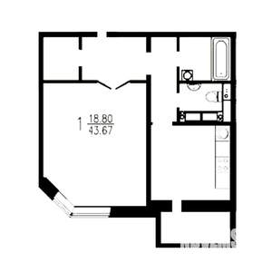 1-к квартира, на длительный срок, 42м2, 16/17 этаж