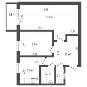 2-к квартира, на длительный срок, 41м2, 1/5 этаж