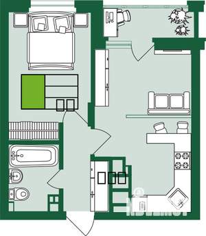 1-к квартира, строящийся дом, 40м2, 9/9 этаж