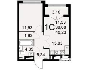 1-к квартира, строящийся дом, 39м2, 5/25 этаж