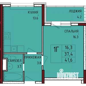 1-к квартира, строящийся дом, 42м2, 16/17 этаж