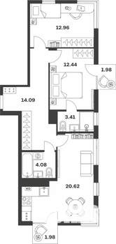 2-к квартира, вторичка, 72м2, 3/4 этаж