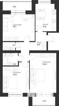 3-к квартира, вторичка, 92м2, 1/5 этаж