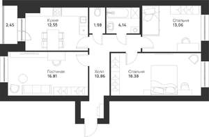 3-к квартира, строящийся дом, 80м2, 5/5 этаж