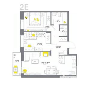 2-к квартира, вторичка, 67м2, 13/13 этаж