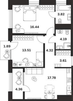 2-к квартира, вторичка, 70м2, 4/10 этаж