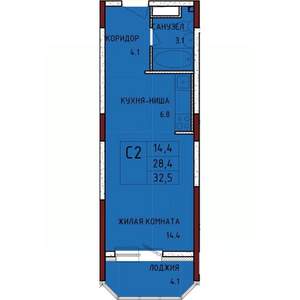 Студия квартира, строящийся дом, 33м2, 9/17 этаж