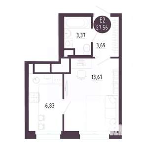Студия квартира, строящийся дом, 28м2, 9/10 этаж