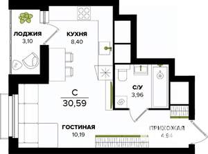 Студия квартира, вторичка, 31м2, 22/25 этаж