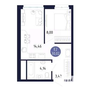 Студия квартира, вторичка, 30м2, 14/25 этаж