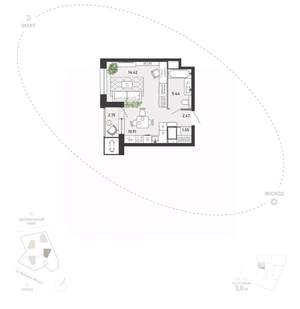 Студия квартира, вторичка, 38м2, 3/21 этаж