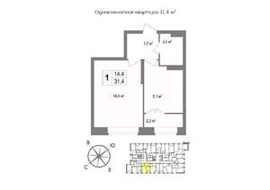 1-к квартира, вторичка, 31м2, 7/11 этаж