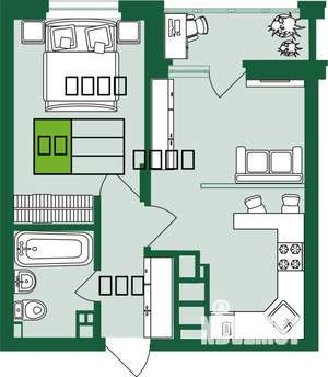 1-к квартира, строящийся дом, 39м2, 6/9 этаж