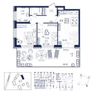 2-к квартира, строящийся дом, 37м2, 1/15 этаж