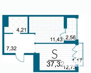 1-к квартира, строящийся дом, 37м2, 23/25 этаж