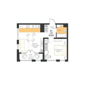 1-к квартира, вторичка, 42м2, 3/5 этаж