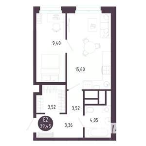 1-к квартира, вторичка, 39м2, 2/10 этаж