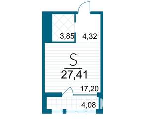 1-к квартира, строящийся дом, 27м2, 24/25 этаж