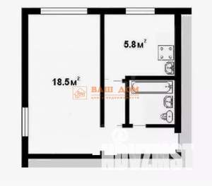 1-к квартира, вторичка, 33м2, 1/4 этаж