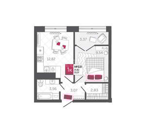 1-к квартира, вторичка, 34м2, 8/22 этаж