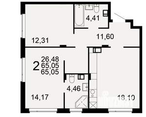 2-к квартира, вторичка, 65м2, 3/10 этаж